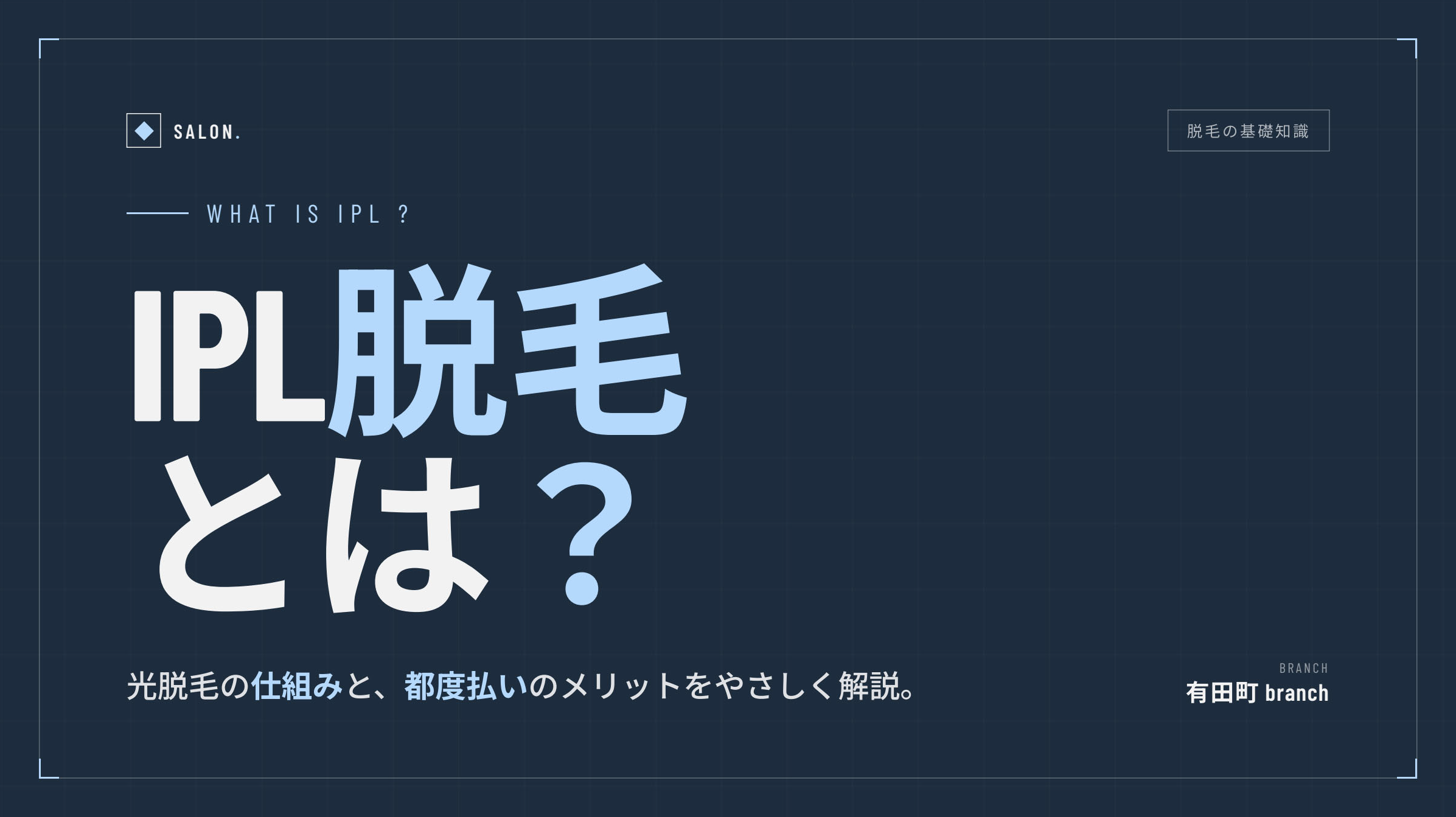 IPL脱毛とは？光脱毛の仕組みと都度払いのメリット｜有田町 branch（ブランチ）
